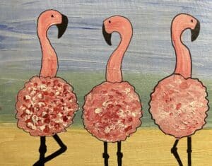 Flamingo Dancing with acrylic - Aug. 22 with Mary Burrell